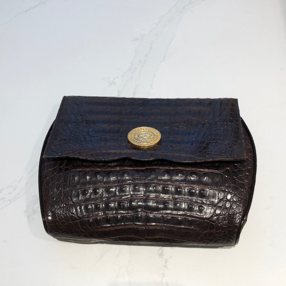 Vintage Luc Benoit brown alligator clutch